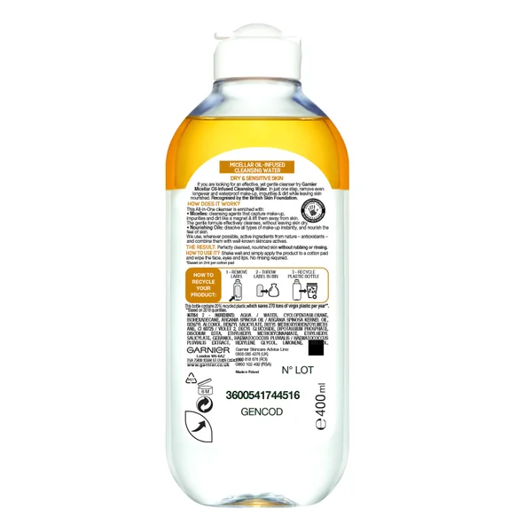 Garnier Micellar Water Oil Infused Facial Cleanser 400ml Duo Pack - Image 2