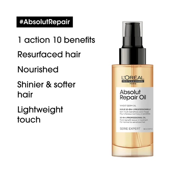 L’Oréal Professionnel Serie Expert Absolut Repair 10 In 1 Leave In Oil For Dry And Damaged Hair 90ml - Image 4